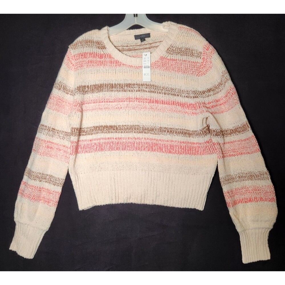 J Crew Large Crewneck Wide Striped Sweater Ladies New Cream Academia Casual Chic